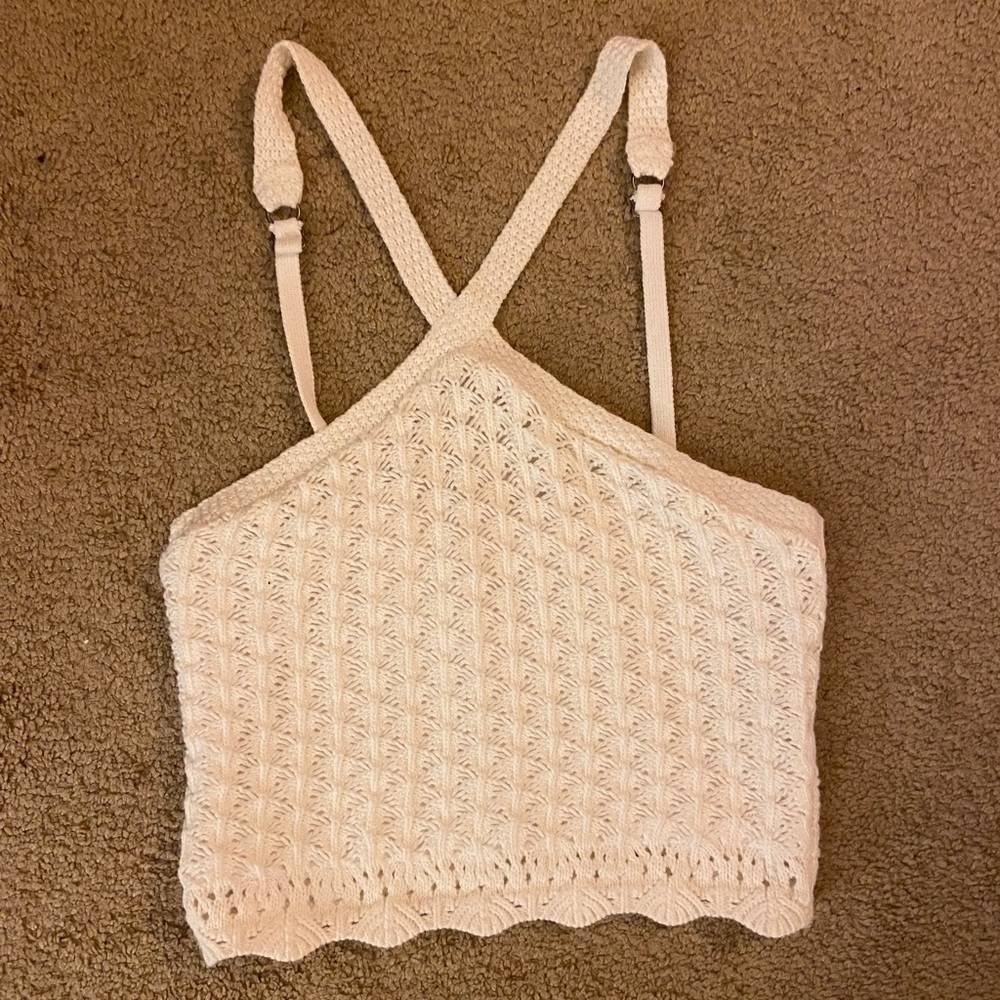 Hollister Crocheted White Tank Top